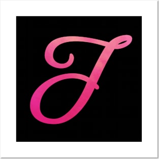 Letter J Monogram, Pink Color Personalized Design Posters and Art